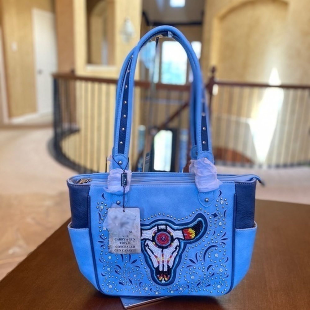 Montana west conceal carry tote bag blue